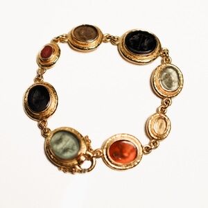 Elizabeth Locke VENETIAN GLASS INTAGLIO Link Bracelet 19kt gold